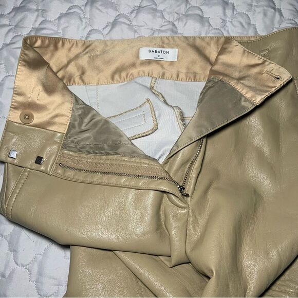 Sold Out Sz 2 Tan Babaton Aritzia Faux Leather Pants - Picture 6 of 13